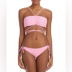 PQ Swim Sky strappy bikini top and tie bikini bottom